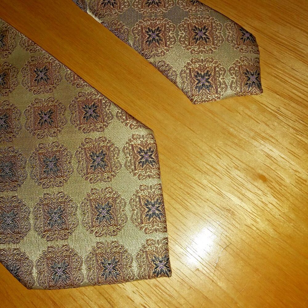 Steve Harvey Celebrity Edition Microfiber Tie Gold and Bronze with Celtic Cross